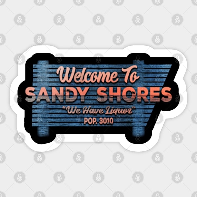 Welcome To Sandy Shore with wood Sticker by Cartooned Factory